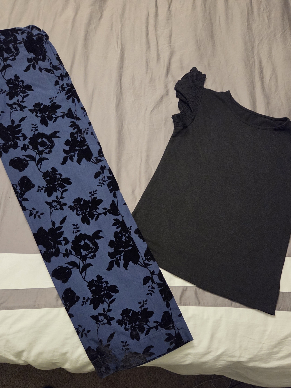 Zara Girls Floral Pants + Black Top Set